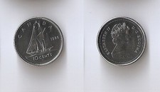 Canada 10 cents 1988 Bluenose sailing, Elizabeth II, Proof