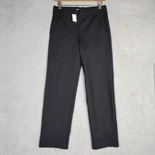Loft Pants Women's Small Black Stretch Ponte Flat Front Straight Leg Career NWT
