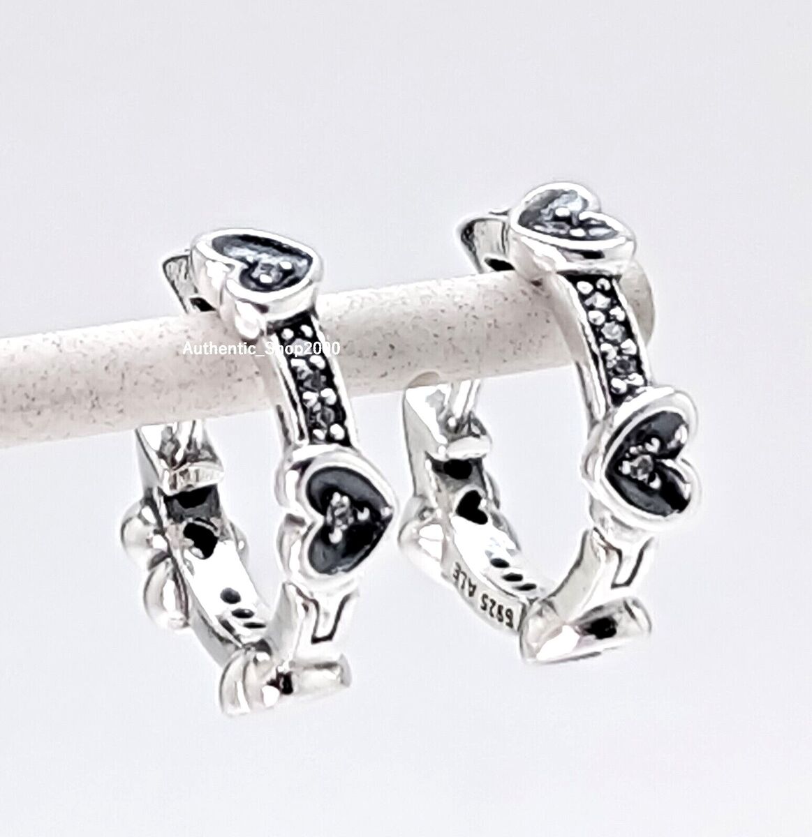 金工ピンバッジ New 100% Authentic PANDORA 925 Radiant Sparkling Hearts Hoop