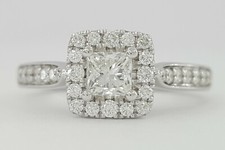 The LEO Princess Cut Diamond Halo Engagement Ring 0.77 ct 14K White Gold