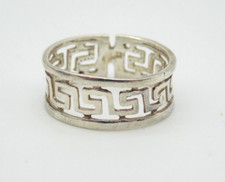 Vintage Sterling Silver Greek Key Open Work Band Ring Sz 7 Classic Geometric