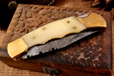 CUSTOM MADE HAND FORGED DAMASCUS STEEL FOLDING POCKET KNIFE CAMPING 945