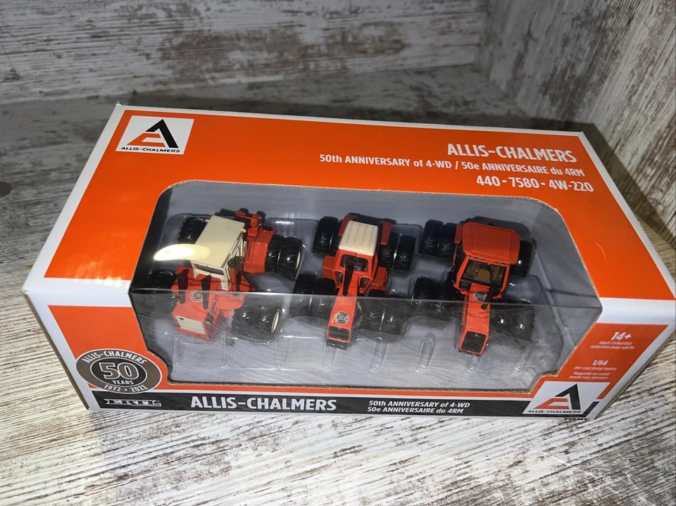 1/64 Scale Allis Chalmers 50th Anniversary Tractor set 440 7580 4W-220 - Image 3 of 4