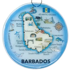Barbados Glass Ornament - Map Christmas Tree Decoration - Art