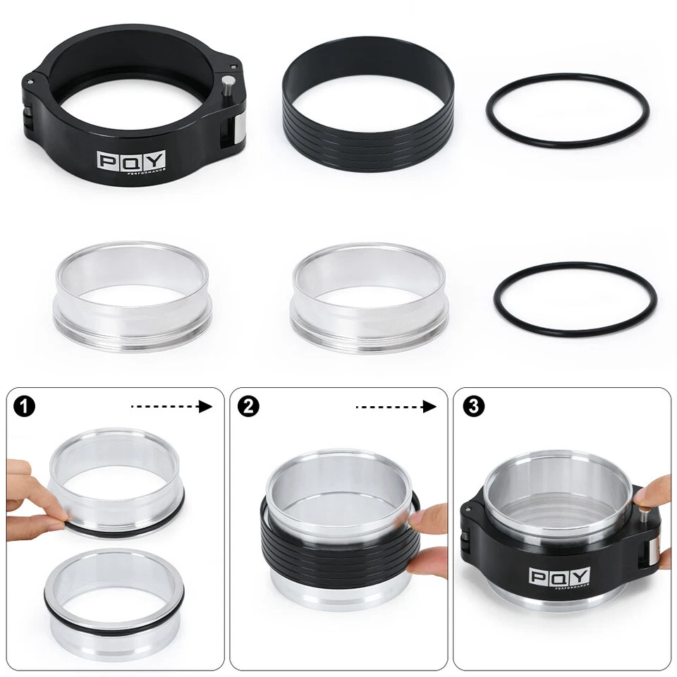 Conjunto de abrazadera sin pasador 3"" negro 32516 HD 3,0 pulgadas O.D. Tubo HD Aluminio Nuevo Foto 2 de 4