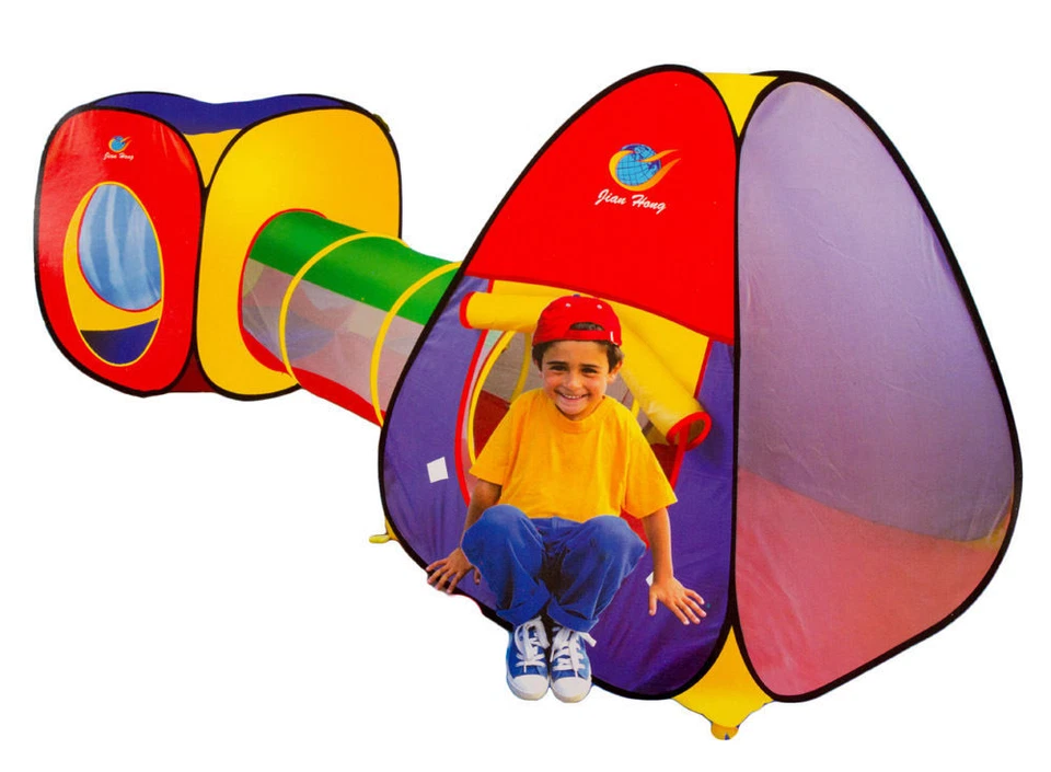 GIANT 3 PIECE PLAY TENT SET KIDS POP UP CRAWL TUNNEL DEN KIDS TOY INDOOR OUTDOOR