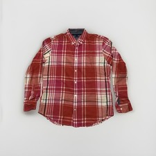 Tommy Hilfiger Shirt Mens Large Button Up Red Plaid Custom Fit Long Sleeve