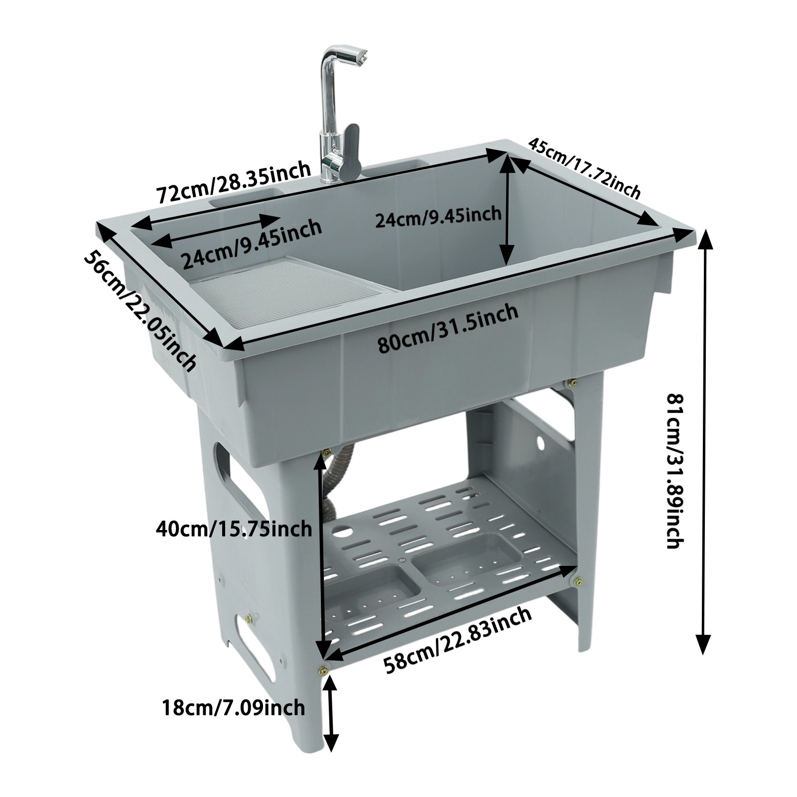 Freestanding Utility Sink Laundry Tub W/Washboard and Faucet for Washing Room