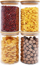 32Oz Glass Food Storage Jars, Glass Jars with Bamboo Lids, Kitchen Storage Jars