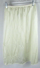 VINTAGE Vanity Fair small Nylon Antron half SLIP Made USA 26" long slit cream