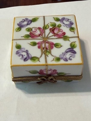 Vintage Limoges Peint Main Floral Trinket Box Numbered Robert Horton Estate