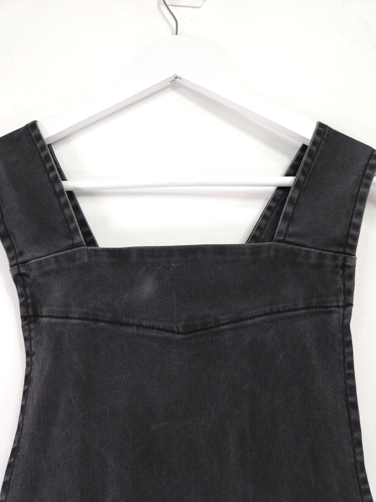 Toast OAS Dress Size 12 Charcoal Grey Denim Pinafore Midi Square Neck Pockets image 6
