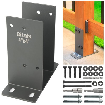 2pcs 4'' x 4'' (Actual: 4 x 4) Stainless Steel Post Base, Post Anchor Bracket, ...