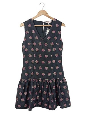 DERHY Cocktailkleid Damen Kleid Gr. DE 36 schwarz-pink-grün Party-Look