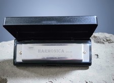 Beginner Silver Harmonica Key of C 10-Hole Diatonic Blues Harp with Case