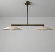 2-Light Brass Linear Pendant Light Mid Century Modern Branch Fixture Lamp