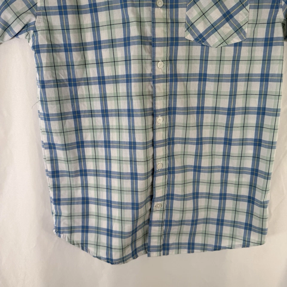 Рубашка Ben Sherman для мальчика большая 14 16 синяя зеленая клетчатая на пуговицах с коротким рукавом хлопок - Изображение 3 из 4
