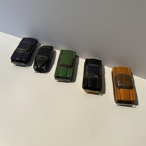 Vintage Friction Tin Toy Cars Lot of 5 Diecast Playworn Litho Base