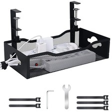 Heavy Duty Under-Desk Cable Tray - Metal, No-Drill, XL for Desks