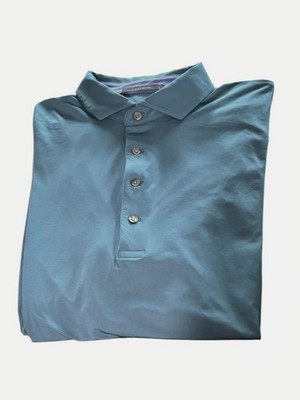 Greyson Golf Collared Polo Shirt SS Size L Teal Stretch Knit Logo Performance