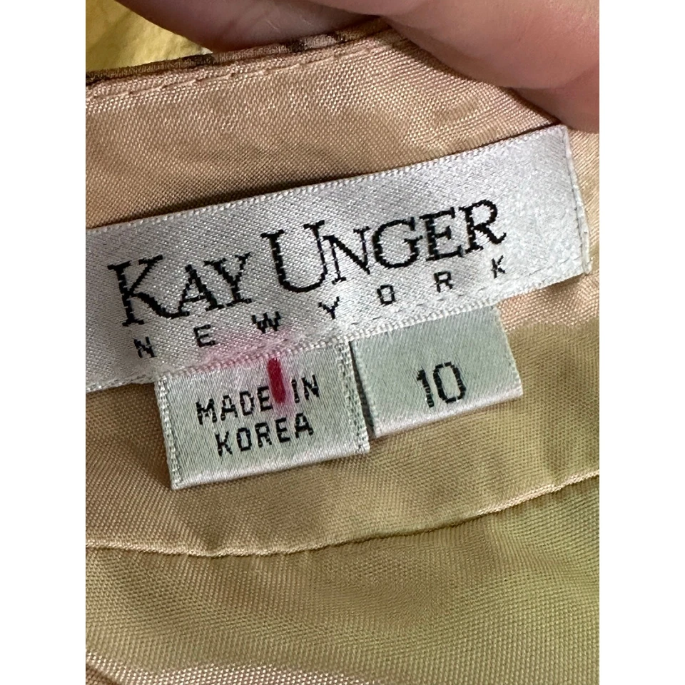 Minifalda plisada seda floral marrón amarillo Kay Unger talla 10 Foto 4 de 4