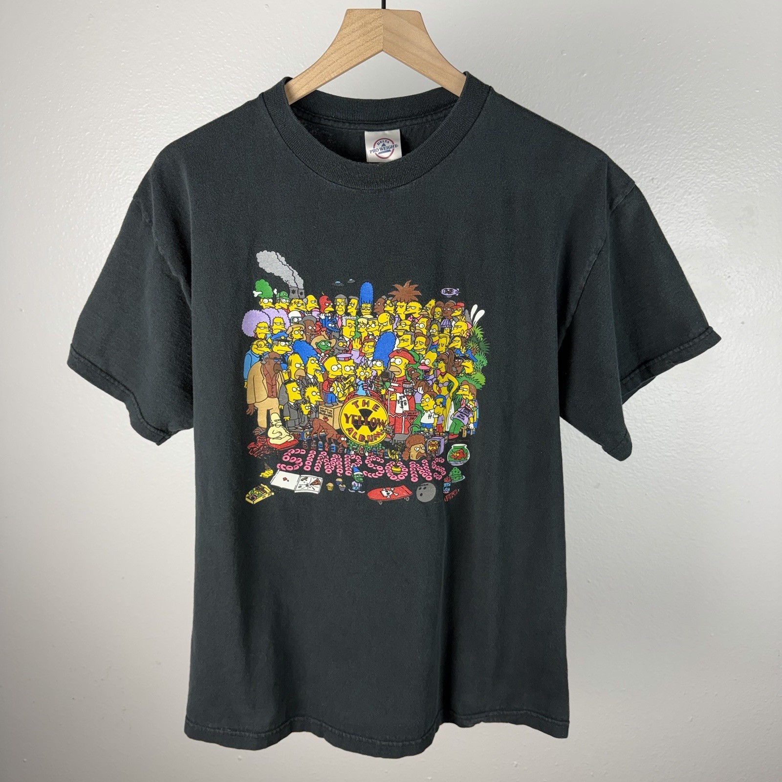 Vintage The Simpsons The Yellow Album Homer Bart Lisa Black T Shirt Size Large