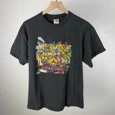 Vintage The Simpsons The Yellow Album Homer Bart Lisa Black T Shirt Size Large