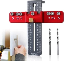 RUITOOL Cabinet Hardware Jig Tool, Aluminium Alloy Handle Install Red 