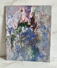 Abstract Acrylic Pour On Canvas Panel Hand Painted Art -Size: 8x10 -Unframed