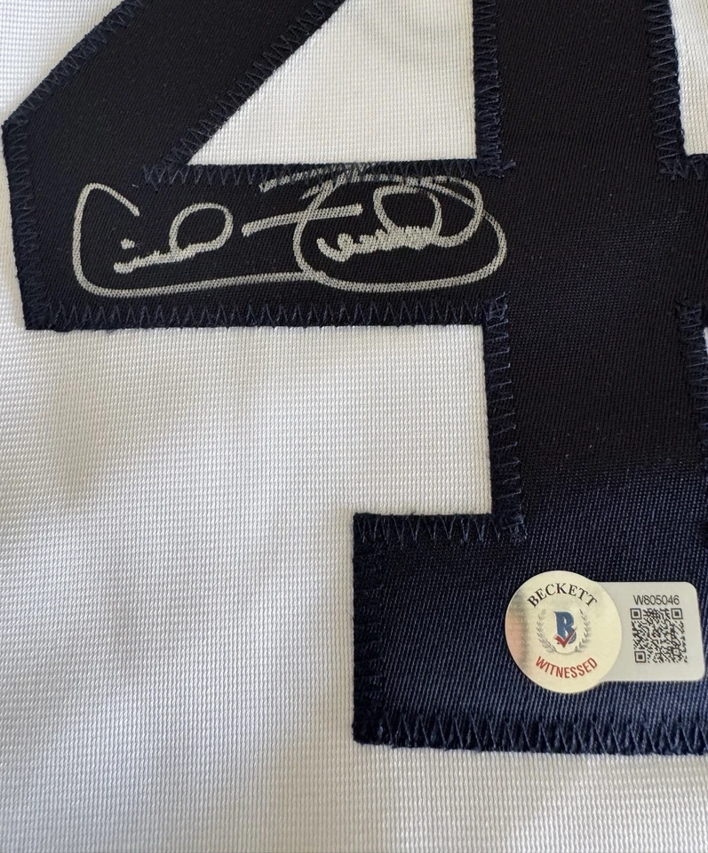 Autographed/Signed CECIL FIELDER Detroit White Baseball Jersey BECKETT Witnessed - Image 3 of 4