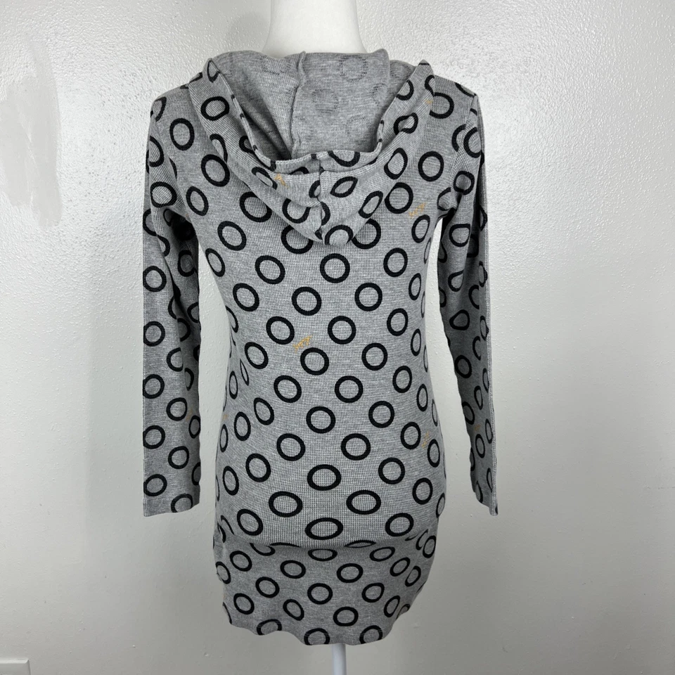 Suéter Hurley Mujer Gris Medio Negro Círculos Pullover Sudadera con Capucha Tejido Túnica Foto 3 de 4