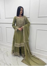Traditional Style Faux Georgette Top And Palazzo With Dupatta For Women  Girls