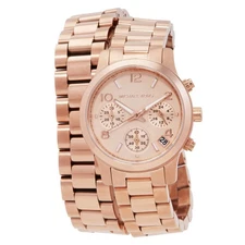 Michael Kors MK7453 Runway Rose Gold-tone Dial 34 mm Women's Watch New