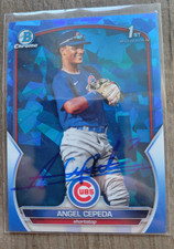 Angel Cepeda Signed 2023 Bowman Chrome Sapphire Baseball Card Cubs #BCP205