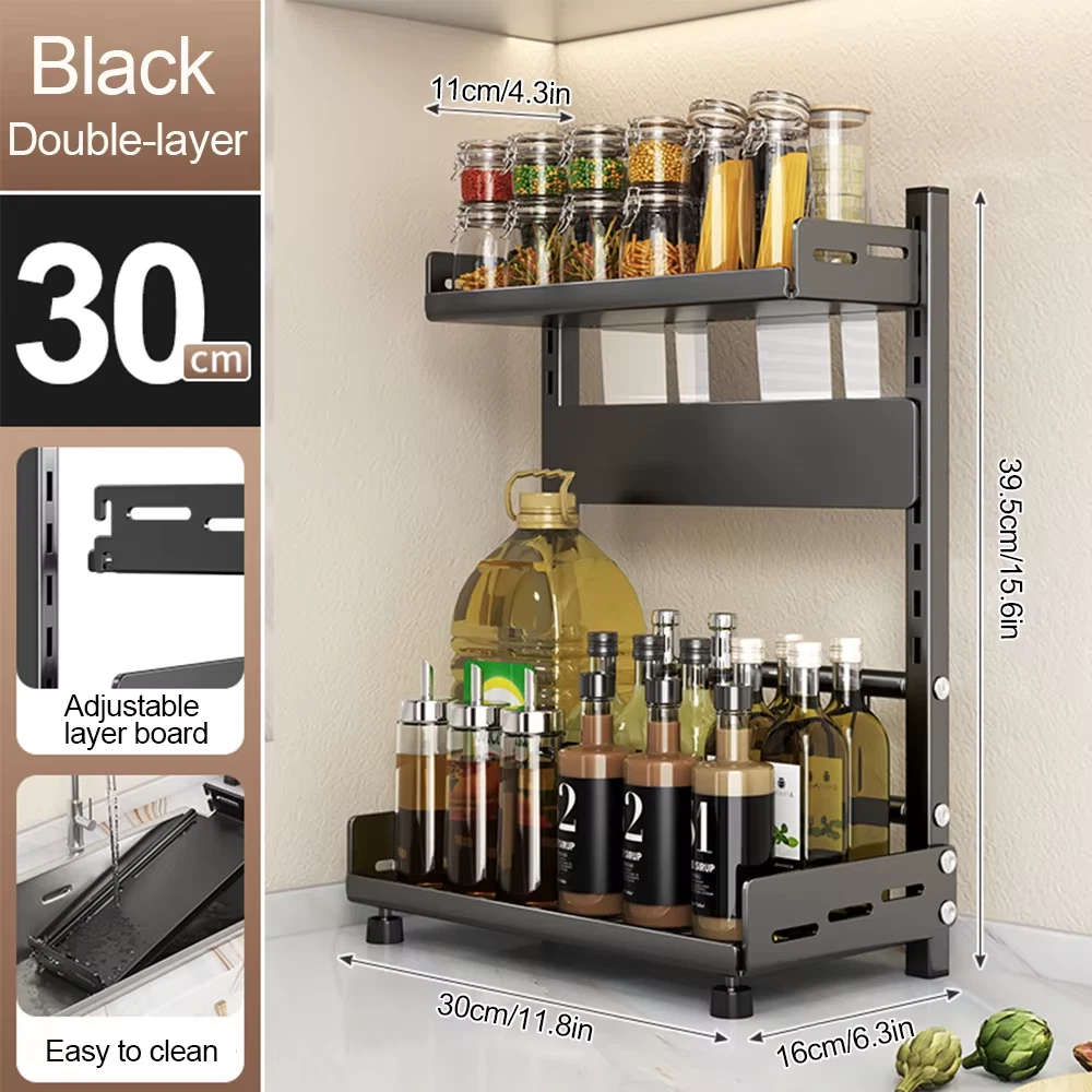 3 Tier Spice Storage Rack Countertop Adjustable Kitchen Cabinet Metal Shelf
Opens in a new window or