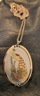 VINTAGE  DAMASCENE Peacock And  Flowers Etched Detailed NECKLACE — photo 2