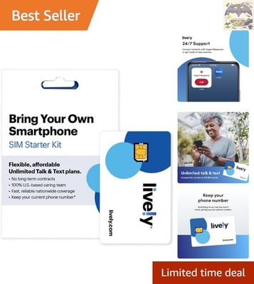 Lively SIM/e-SIM Kit: Unlimited Talk, Text & 1GB Data - Senior-Friendly Service