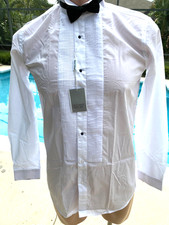 Daniel Ellissa Men's 15 33 M White Ruffle Tux Tuxedo Bow Tie Dress Shirt NEW
