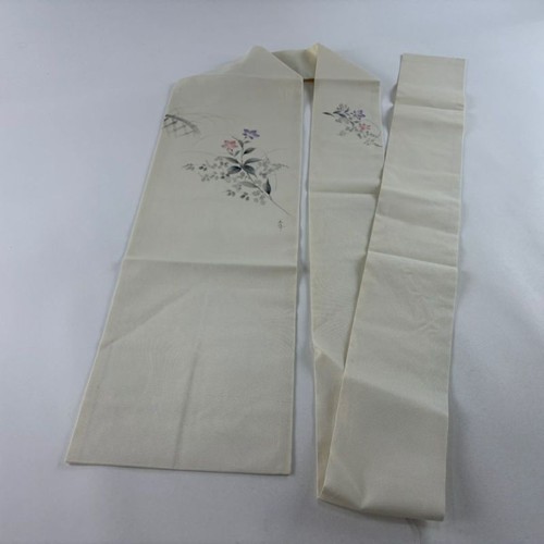 JAPANESE KIMONO BELT SUMMER NAGOYA OBI CREAM PURE SILK FF1152 - Picture 7 of 7