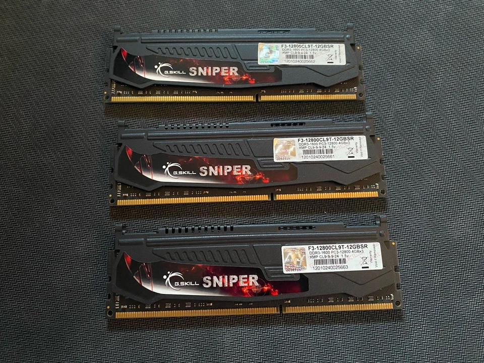 G Skill Sniper F3-12800CL9T-12GBSR DDR3-1600 PC3-12800 4gbx3 Xmp Cl9-9-9-24 1.5v - Image 2 of 4