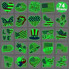 Glow in The Dark 4th of July Temporary Tattoos for Kids - 74 Individually
