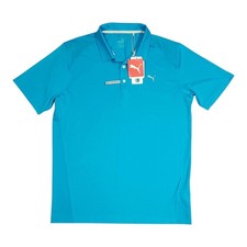 PUMA Pounce Golf Polo Men's MEDIUM DryCell Performance Shirt Blue Coolmax NEW