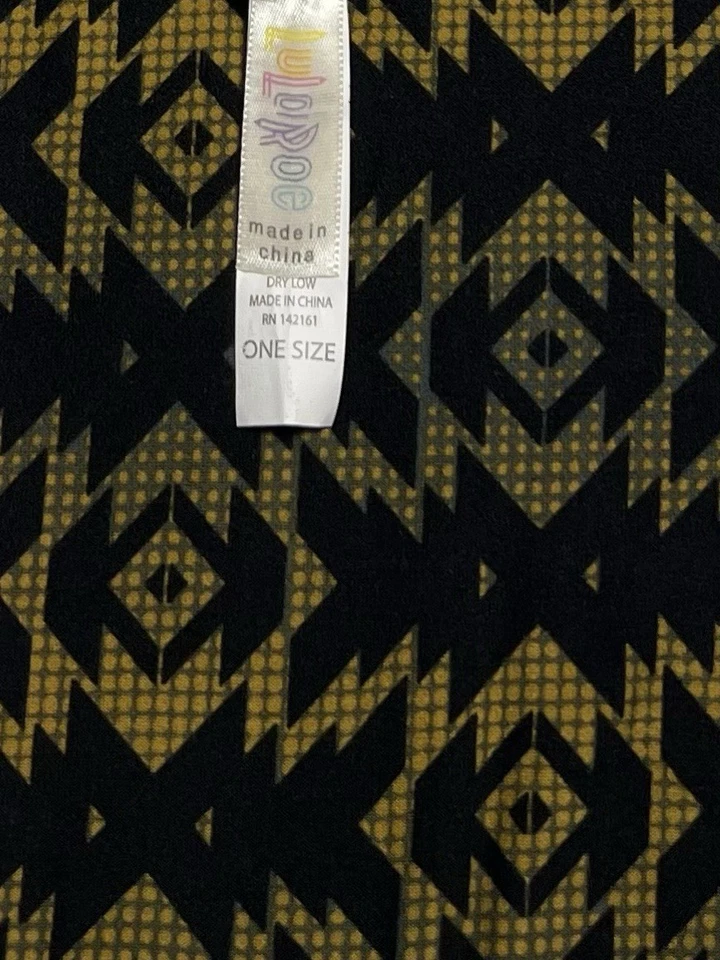 Leggings LuLaRoe OS Talla Única Otoño NEGRO VERDE Divertidos Chevron AZTEC Suroeste Foto 4 de 4