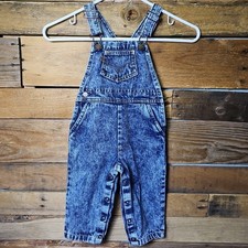 Vintage Made In USA 70's Little Levis Orange Tab Bib Overalls Blue Toddler 24Mo