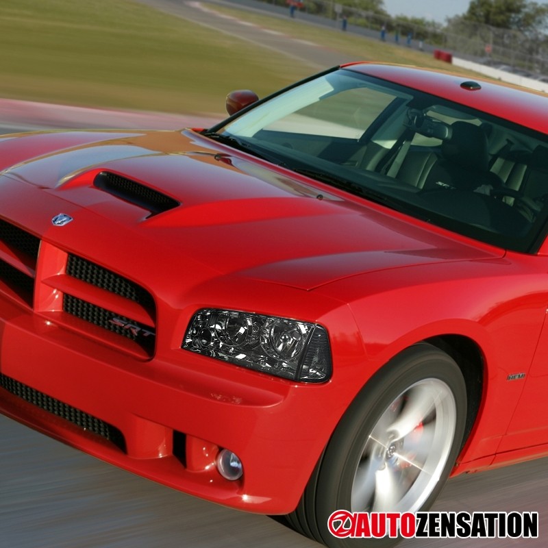 Fit 2006-2010 Dodge Charger Smoke Lens Headlights+Corner Turn Signal Lamps Pair