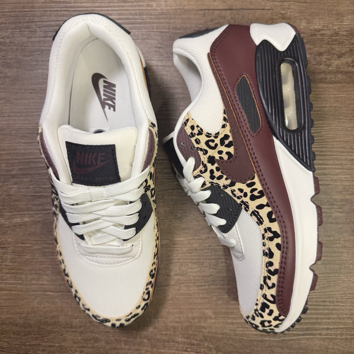 Nike Wmns Air Max 90 'Burgundy Leopard' Womens Size Sneakers