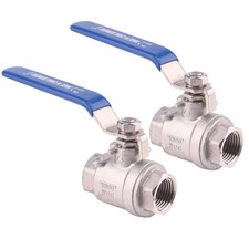 2 Pack 1/2 inch NPT Ball Valve Stainless Steel 304 Blue Locking Handles