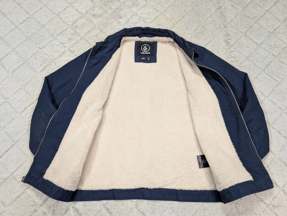 Volcom Jacket Mens S Blue Navy Palm Drive Garage Full Zip Sherpa Lined - Image 4 of 4