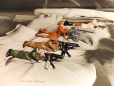 Lying prone 4 x Vintage WWII/WWI lead toy soldiers-Britains/Johillco/similar