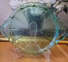 Cherry Blossom Green Depression Style Handled Serving Platter – Reproduction
